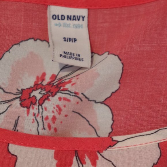 Old Navy Pink Floral Pull On Relaxed Fit Boho Blouse- Sz. Sm - Picture 4 of 4